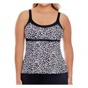 NEW CARIBBEAN JOE native beat empire tankini top - plus in joe black and white